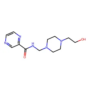 N-{[4-(2-hydroxyethyl)piperazin-1-yl]methyl}pyrazine-2-carboxamide structure