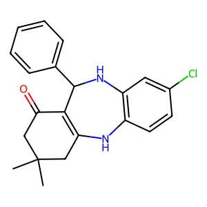 3-chloro-9,9-dimethyl-6-phenyl-6,8,10,11-tetrahydro-5H-benzo[b][1,4]benzodiazepin-7-one structure