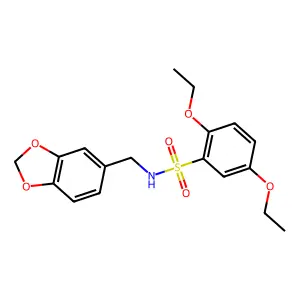 N-(1,3-benzodioxol-5-ylmethyl)-2,5-diethoxybenzenesulfonamide structure