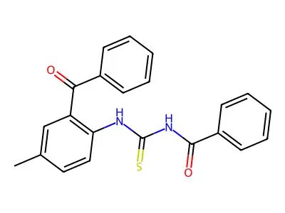 N-((2-benzoyl-4-methylphenyl)carbamothioyl)benzamide structure