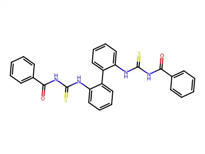 N-[[2-[2-(benzoylcarbamothioylamino)phenyl]phenyl]carbamothioyl]benzamide structure