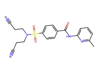 4-[bis(2-cyanoethyl)sulfamoyl]-N-(6-methylpyridin-2-yl)benzamide structure