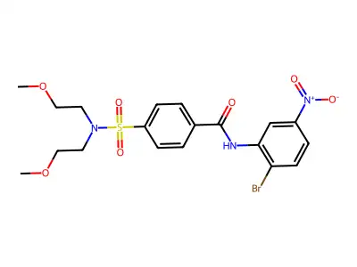 4-[bis(2-methoxyethyl)sulfamoyl]-N-(2-bromo-5-nitrophenyl)benzamide structure