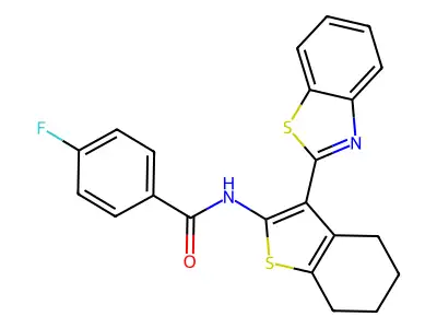 N-[3-(1,3-benzothiazol-2-yl)-4,5,6,7-tetrahydro-1-benzothiophen-2-yl]-4-fluorobenzamide structure