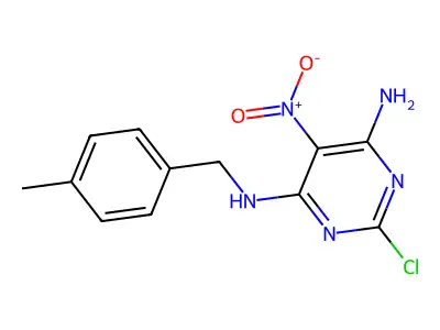 2-chloro-N4-(4-methylbenzyl)-5-nitropyrimidine-4,6-diamine structure