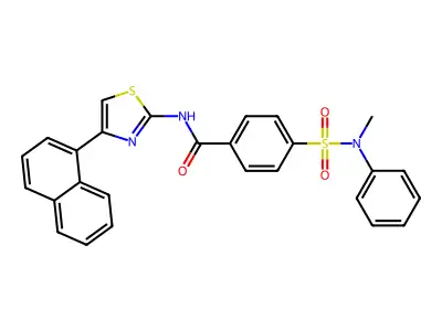 4-(N-methyl-N-phenylsulfamoyl)-N-(4-(naphthalen-1-yl)thiazol-2-yl)benzamide structure