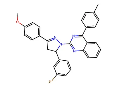 2-(5-(3-bromophenyl)-3-(4-methoxyphenyl)-4,5-dihydro-1H-pyrazol-1-yl)-4-(p-tolyl)quinazoline structure
