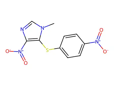 1-methyl-4-nitro-5-((4-nitrophenyl)thio)-1H-imidazole structure