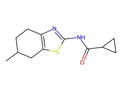 N-(6-methyl-4,5,6,7-tetrahydro-1,3-benzothiazol-2-yl)cyclopropanecarboxamide structure