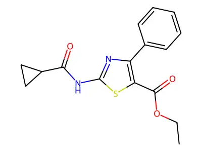 Ethyl 2-(cyclopropanecarbonylamino)-4-phenyl-1,3-thiazole-5-carboxylate structure