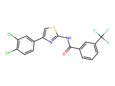 N-[4-(3,4-dichlorophenyl)-1,3-thiazol-2-yl]-3-(trifluoromethyl)benzamide structure