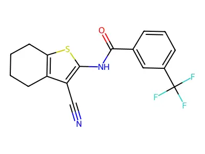 N-(3-cyano-4,5,6,7-tetrahydro-1-benzothiophen-2-yl)-3-(trifluoromethyl)benzamide structure