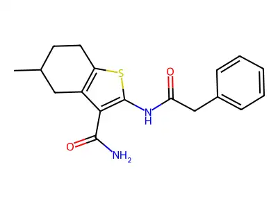 5-Methyl-2-(2-phenylacetamido)-4,5,6,7-tetrahydrobenzo[b]thiophene-3-carboxamide structure