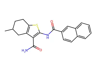 2-(2-naphthamido)-5-methyl-4,5,6,7-tetrahydrobenzo[b]thiophene-3-carboxamide structure