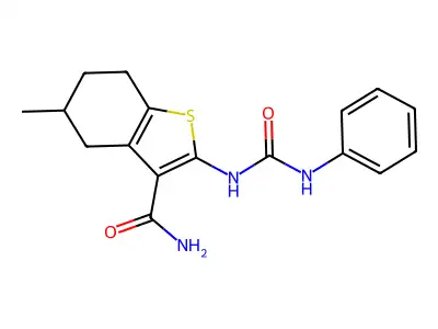 5-Methyl-2-(3-phenylureido)-4,5,6,7-tetrahydrobenzo[b]thiophene-3-carboxamide structure