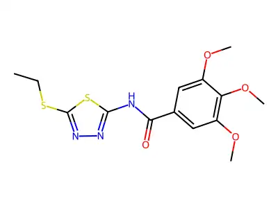 N-[5-(ethylsulfanyl)-1,3,4-thiadiazol-2-yl]-3,4,5-trimethoxybenzamide structure