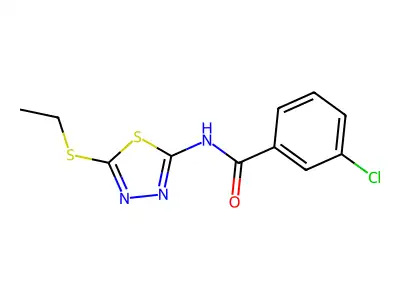 3-chloro-N-[5-(ethylsulfanyl)-1,3,4-thiadiazol-2-yl]benzamide structure