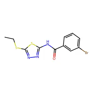 3-bromo-N-[5-(ethylsulfanyl)-1,3,4-thiadiazol-2-yl]benzamide structure