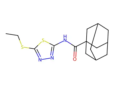 N-[5-(ethylsulfanyl)-1,3,4-thiadiazol-2-yl]adamantane-1-carboxamide structure