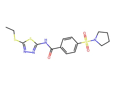 N-(5-(ethylthio)-1,3,4-thiadiazol-2-yl)-4-(pyrrolidin-1-ylsulfonyl)benzamide structure