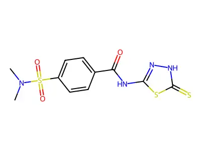 4-(N,N-dimethylsulfamoyl)-N-(5-mercapto-1,3,4-thiadiazol-2-yl)benzamide structure