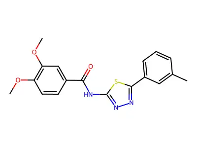 3,4-dimethoxy-N-[5-(3-methylphenyl)-1,3,4-thiadiazol-2-yl]benzamide structure