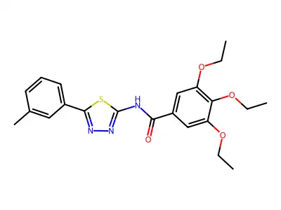 3,4,5-triethoxy-N-[5-(3-methylphenyl)-1,3,4-thiadiazol-2-yl]benzamide structure