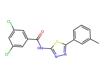 3,5-dichloro-N-[5-(3-methylphenyl)-1,3,4-thiadiazol-2-yl]benzamide structure
