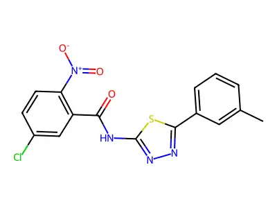 5-chloro-N-[5-(3-methylphenyl)-1,3,4-thiadiazol-2-yl]-2-nitrobenzamide structure