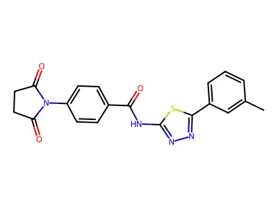 4-(2,5-dioxopyrrolidin-1-yl)-N-(5-(m-tolyl)-1,3,4-thiadiazol-2-yl)benzamide structure