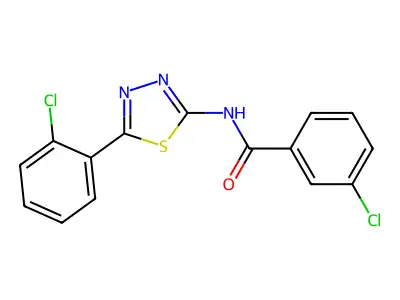 3-chloro-N-[5-(2-chlorophenyl)-1,3,4-thiadiazol-2-yl]benzamide structure