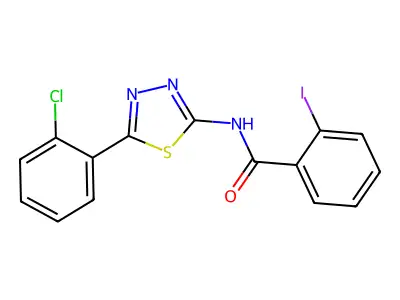 N-[5-(2-chlorophenyl)-1,3,4-thiadiazol-2-yl]-2-iodobenzamide structure