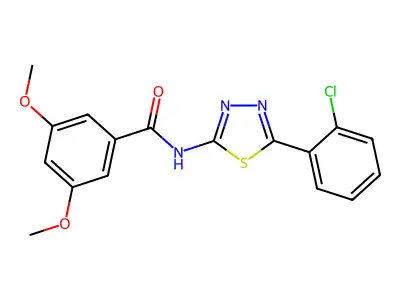 N-[5-(2-chlorophenyl)-1,3,4-thiadiazol-2-yl]-3,5-dimethoxybenzamide structure