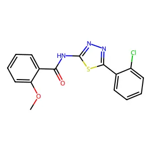 N-[5-(2-chlorophenyl)-1,3,4-thiadiazol-2-yl]-2-methoxybenzamide structure