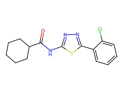 N-[5-(2-chlorophenyl)-1,3,4-thiadiazol-2-yl]cyclohexanecarboxamide structure