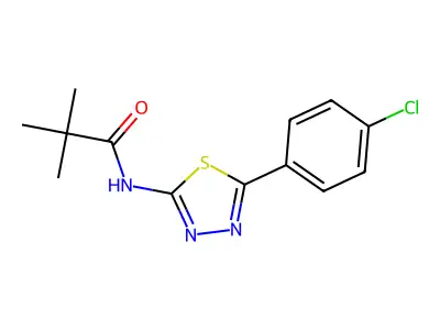 N-[5-(4-chlorophenyl)-1,3,4-thiadiazol-2-yl]-2,2-dimethylpropanamide structure