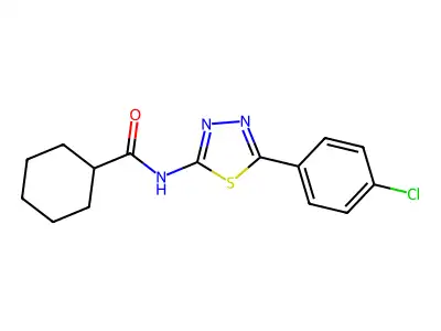 N-[5-(4-chlorophenyl)-1,3,4-thiadiazol-2-yl]cyclohexanecarboxamide structure