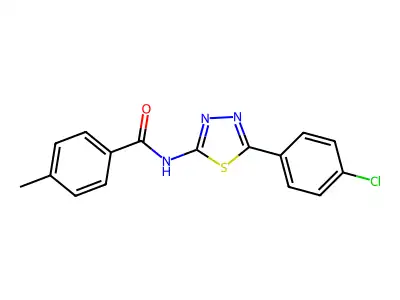 N-[5-(4-chlorophenyl)-1,3,4-thiadiazol-2-yl]-4-methylbenzamide structure