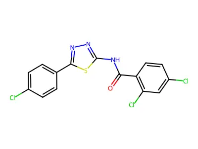 2,4-dichloro-N-[5-(4-chlorophenyl)-1,3,4-thiadiazol-2-yl]benzamide structure