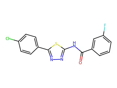 N-[5-(4-chlorophenyl)-1,3,4-thiadiazol-2-yl]-3-fluorobenzamide structure