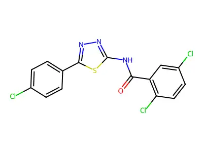 2,5-dichloro-N-[5-(4-chlorophenyl)-1,3,4-thiadiazol-2-yl]benzamide structure