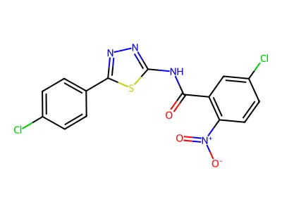 5-chloro-N-[5-(4-chlorophenyl)-1,3,4-thiadiazol-2-yl]-2-nitrobenzamide structure