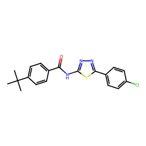 4-tert-butyl-N-[5-(4-chlorophenyl)-1,3,4-thiadiazol-2-yl]benzamide structure