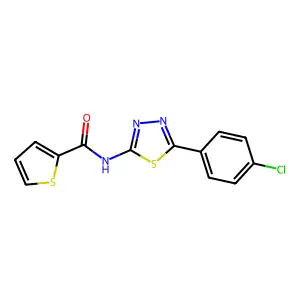 N-[5-(4-chlorophenyl)-1,3,4-thiadiazol-2-yl]thiophene-2-carboxamide structure