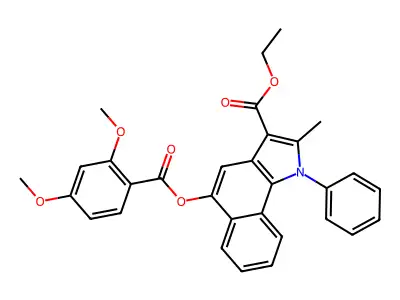 ethyl 5-((2,4-dimethoxybenzoyl)oxy)-2-methyl-1-phenyl-1H-benzo[g]indole-3-carboxylate structure