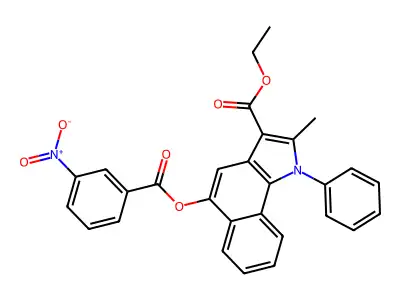 ethyl 2-methyl-5-((3-nitrobenzoyl)oxy)-1-phenyl-1H-benzo[g]indole-3-carboxylate structure