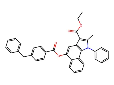 ethyl 5-((4-benzylbenzoyl)oxy)-2-methyl-1-phenyl-1H-benzo[g]indole-3-carboxylate structure