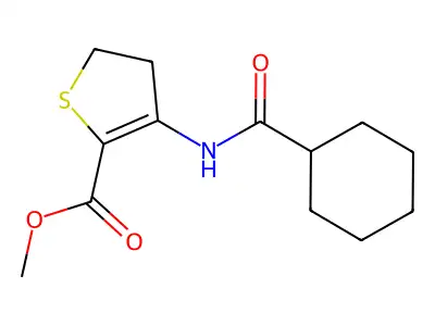 Methyl 3-(cyclohexanecarboxamido)-4,5-dihydrothiophene-2-carboxylate structure