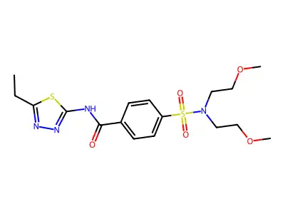 4-[bis(2-methoxyethyl)sulfamoyl]-N-(5-ethyl-1,3,4-thiadiazol-2-yl)benzamide structure