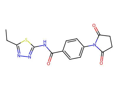 4-(2,5-dioxopyrrolidin-1-yl)-N-(5-ethyl-1,3,4-thiadiazol-2-yl)benzamide structure